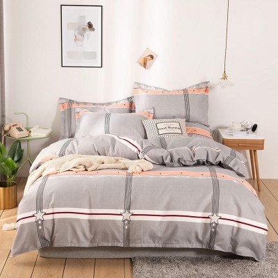 New Design Bedroom Super Quality 120gsm Rayon 3PCS Check  Bedding Bedsheet Duvet Cover Set