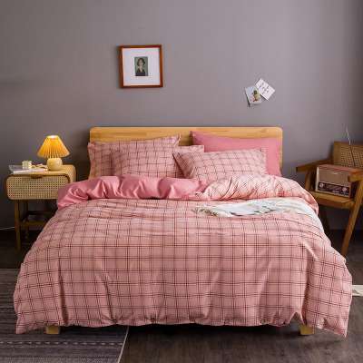 Japan hot selling simple check style bed cover bedding set